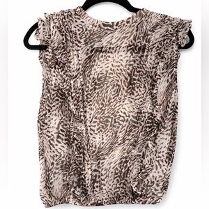 Express Animal Print Blouse - Brown and Cream